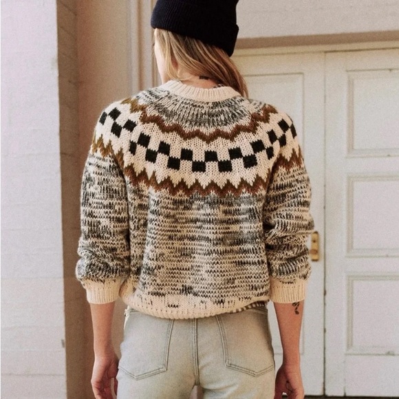 The Great Geo Check Pullover Sweater in Marled Grey Size 2 Medium - Picture 2 of 7